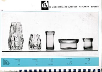Lindshammar 1969 Swedish Glass Catalogue, Page 138