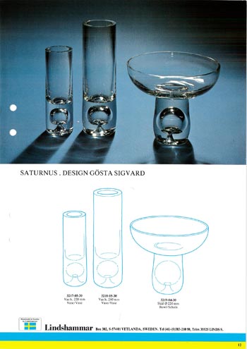 Lindshammar 1980's Swedish Glass Catalogue, Page 12 (10-11 missing)
