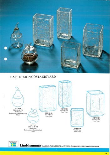 Lindshammar 1980's Swedish Glass Catalogue, Page 16
