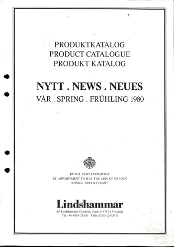 Lindshammar 1980 Swedish Glass Catalogue, Front Cover
