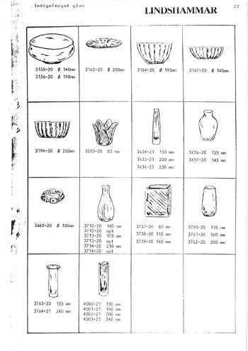 Lindshammar 1985 Swedish Glass Catalogue, Page 22 (19-20 missing)