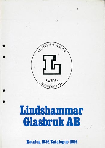 Lindshammar 1986 Swedish Glass Catalogue, Front Cover