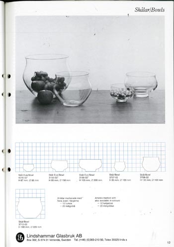Lindshammar 1986 Swedish Glass Catalogue, Page 12