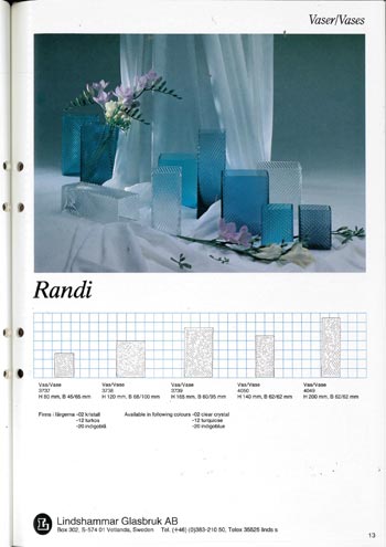 Lindshammar 1986 Swedish Glass Catalogue, Page 13