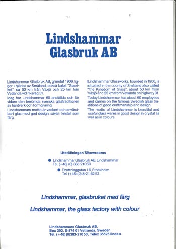 Lindshammar 1987 Swedish Glass Catalogue, Introduction