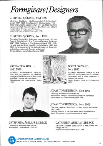 Lindshammar 1987 Swedish Glass Catalogue, Page 3