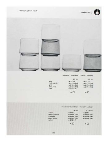 Pukeberg 1963 Swedish Glass Catalogue, Page 39