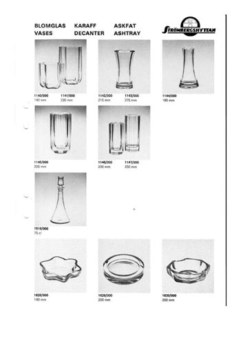 Stromberg 1977 Swedish Glass Catalogue, Page 1