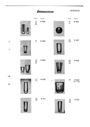 Stromberg Swedish Glass Catalogue, Before 1977, Page 7