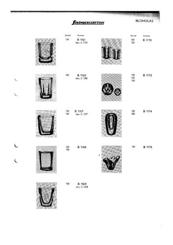Stromberg Swedish Glass Catalogue, Before 1977, Page 12