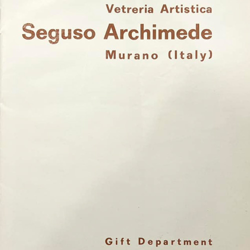 Archimede Seguso 1965 Catalogue
