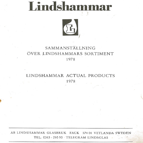 Lindshammar 1978 Catalogue