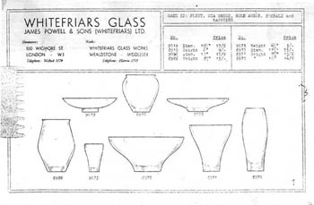 Whitefriars 1938 British Glass Catalogue, Page 1