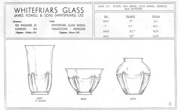 Whitefriars 1938 British Glass Catalogue, Page 11