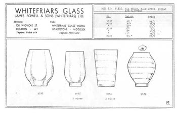 Whitefriars 1938 British Glass Catalogue, Page 12