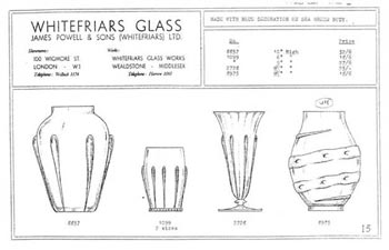 Whitefriars 1938 British Glass Catalogue, Page 15