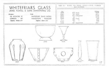 Whitefriars 1938 British Glass Catalogue, Page 17