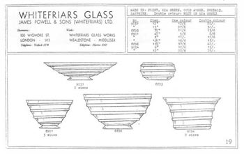 Whitefriars 1938 British Glass Catalogue, Page 19