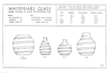 Whitefriars 1938 British Glass Catalogue, Page 20