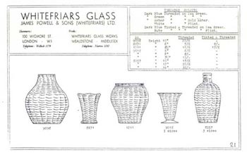 Whitefriars 1938 British Glass Catalogue, Page 21