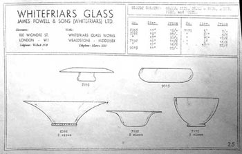 Whitefriars 1938 British Glass Catalogue, Page 25