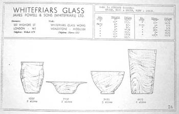 Whitefriars 1938 British Glass Catalogue, Page 26