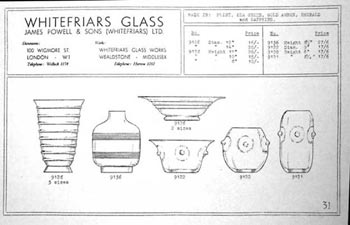 Whitefriars 1938 British Glass Catalogue, Page 31