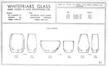 Whitefriars 1938 British Glass Catalogue, Page 32