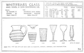 Whitefriars 1938 British Glass Catalogue, Page 34