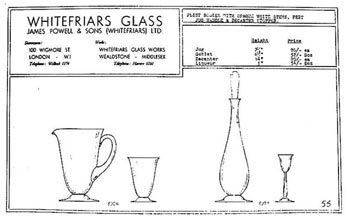Whitefriars 1938 British Glass Catalogue, Page 55