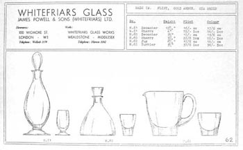Whitefriars 1938 British Glass Catalogue, Page 62
