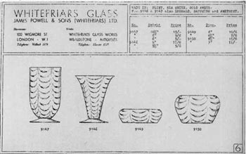 Whitefriars 1940 British Glass Catalogue, Page 6