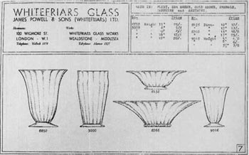 Whitefriars 1940 British Glass Catalogue, Page 7