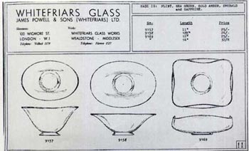 Whitefriars 1940 British Glass Catalogue, Page 11
