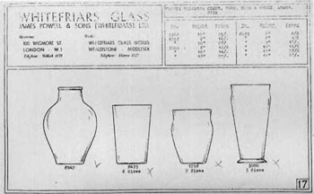 Whitefriars 1940 British Glass Catalogue, Page 17