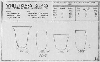 Whitefriars 1940 British Glass Catalogue, Page 18