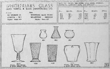 Whitefriars 1940 British Glass Catalogue, Page 20