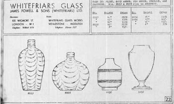 Whitefriars 1940 British Glass Catalogue, Page 22