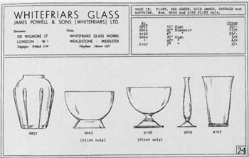 Whitefriars 1940 British Glass Catalogue, Page 24