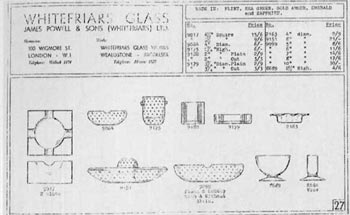 Whitefriars 1940 British Glass Catalogue, Page 27