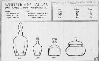 Whitefriars 1940 British Glass Catalogue, Page 28