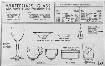 Whitefriars 1940 British Glass Catalogue, Page 30