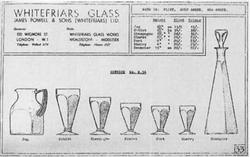 Whitefriars 1940 British Glass Catalogue, Page 33