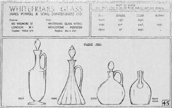 Whitefriars 1940 British Glass Catalogue, Page 45