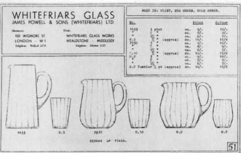 Whitefriars 1940 British Glass Catalogue, Page 51