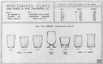 Whitefriars 1940 British Glass Catalogue, Page 52