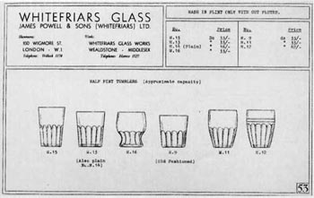 Whitefriars 1940 British Glass Catalogue, Page 53