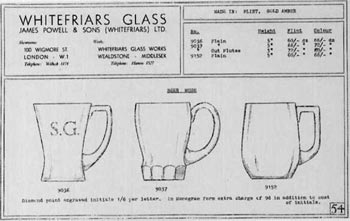 Whitefriars 1940 British Glass Catalogue, Page 54