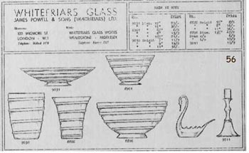Whitefriars 1940 British Glass Catalogue, Page 56