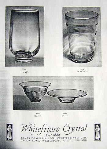 Whitefriars 1949 British Glass Catalogue, Page 6